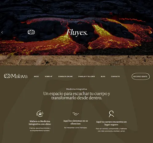 Web de MALAVA, medicina integrativa, diseñada por Pablo Pérez