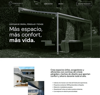 Web de Cortiglass, cerramientos y pérgolas, diseñada por Pablo Pérez